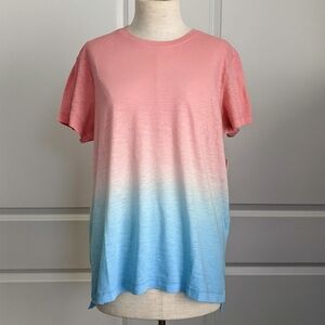 PJ Salvage Tee Short Sleeve Crew Neck Cotton Modal Blue Pink Sunset Ombre L NWT